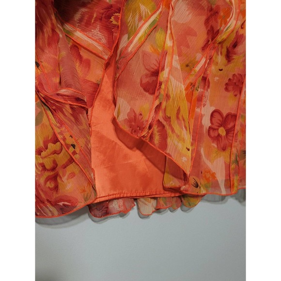 Coldwater Creek Knee Length Floral Flutter Skirt. Size Large. Coral, Pink, Orang - Picture 4 of 9